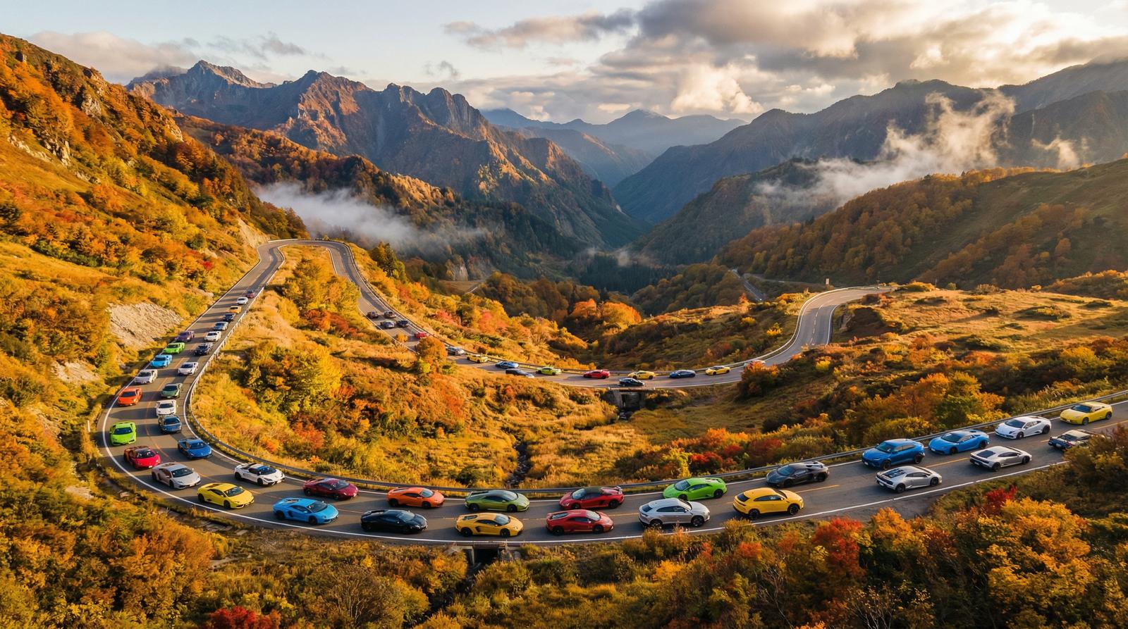 里番网跑车视频-超跑车队山路巡游